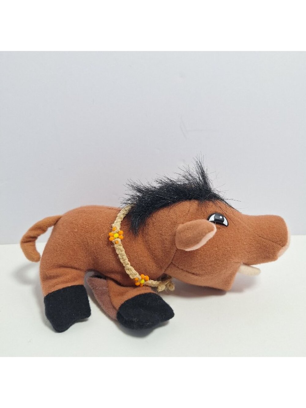 Lion King Pumba Plush Finger Puppet Orange Beaded Collar